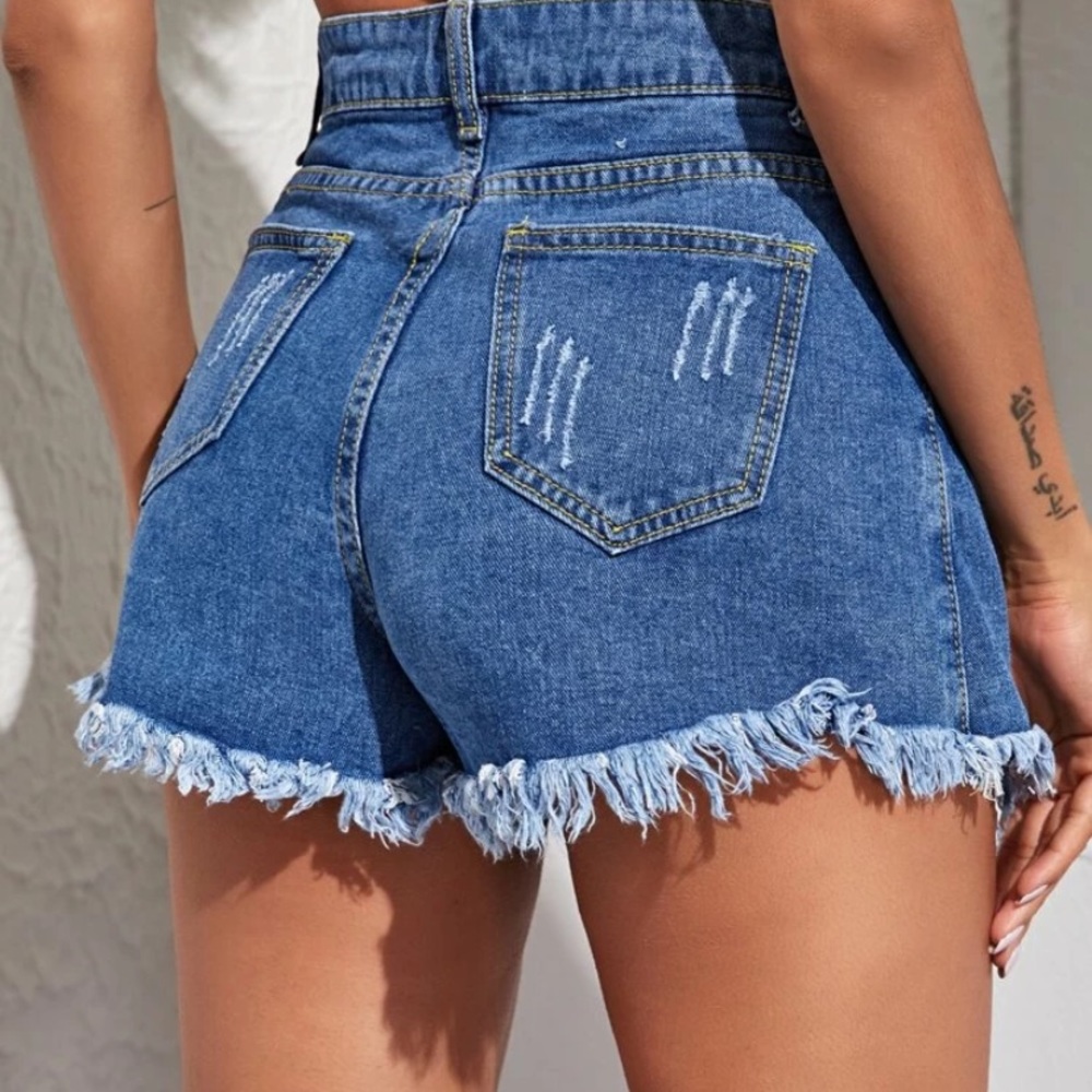 High Waisted Denim Skort - Picture 2 of 7